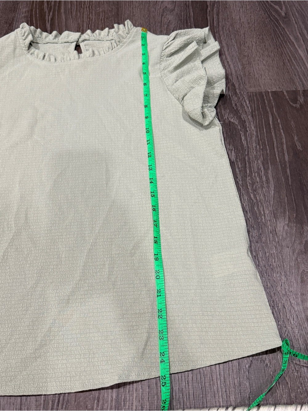 Shein Green Ruffle Short Sleeve Shirt - Picture 9 of 9